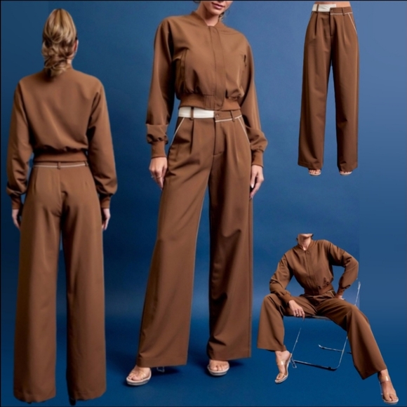 Pants - #515021 🚨 SALE 🛑S,L HIGH END 2pc set Woven Bomber Jacket and Pants Set